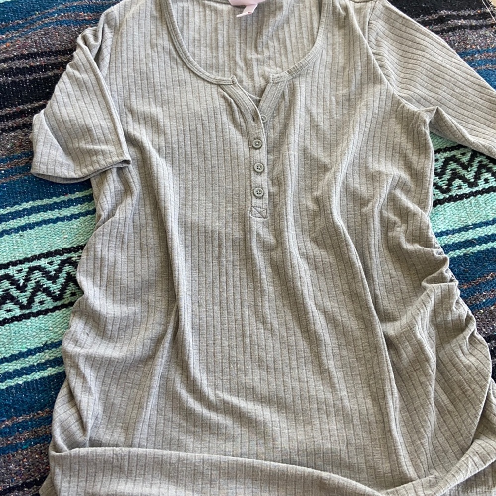 Isabel and Ingrid maternity short sleeve Henley t-shirt
